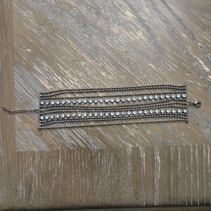 Silver Rhinestone Multi-Row Bracelet 9.5” – Glam Costume Jewelry